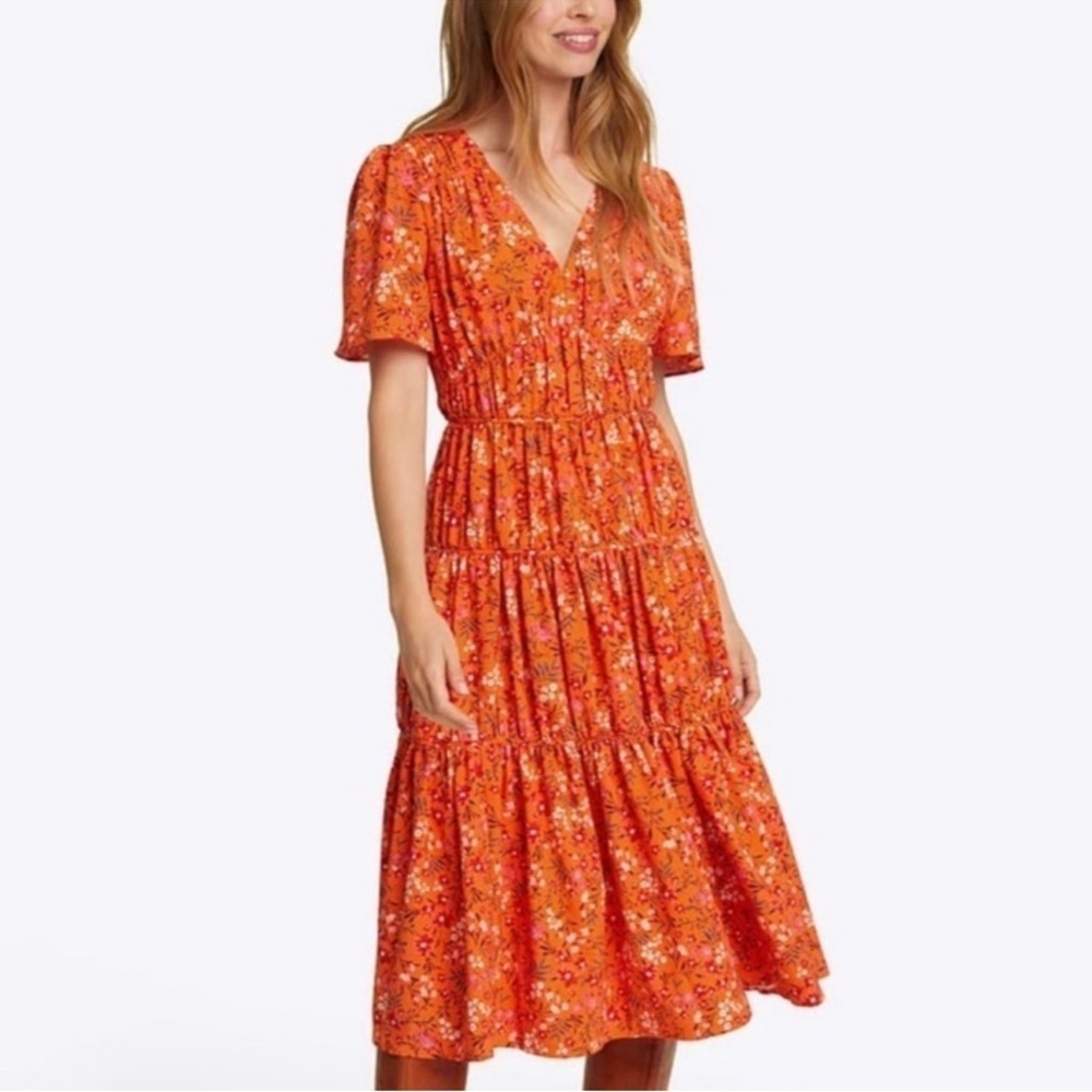 Draper James Apricot Orange Pansy Floral
NWT
Margo Flutter Sleeve Midi Dress 8 - Picture 2 of 9